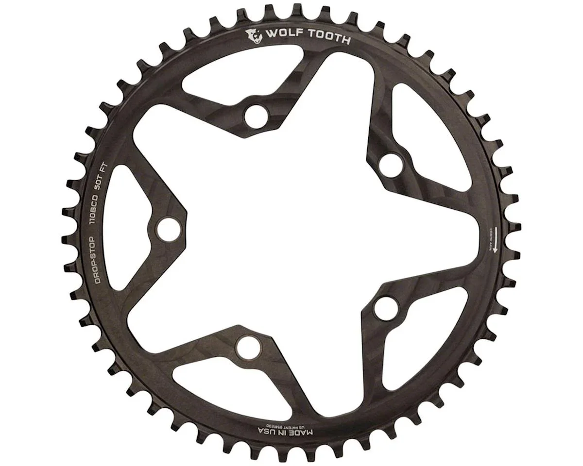 Wolf Tooth Components Gravel/CX/Road Chainring (Black) (Drop-Stop B) (Single) (110mm BCD) (50T)